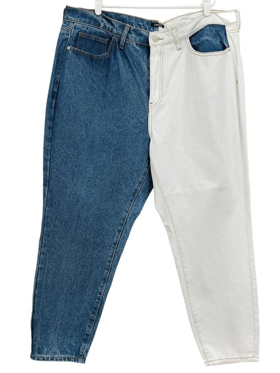 Rue 21 Women's Jeans High Rise Cotton Ankle Leg Blue White Denim Plus Size 18 - Picture 1 of 11